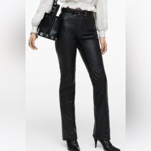 Zara Black REAL Leather Pants genuine leather